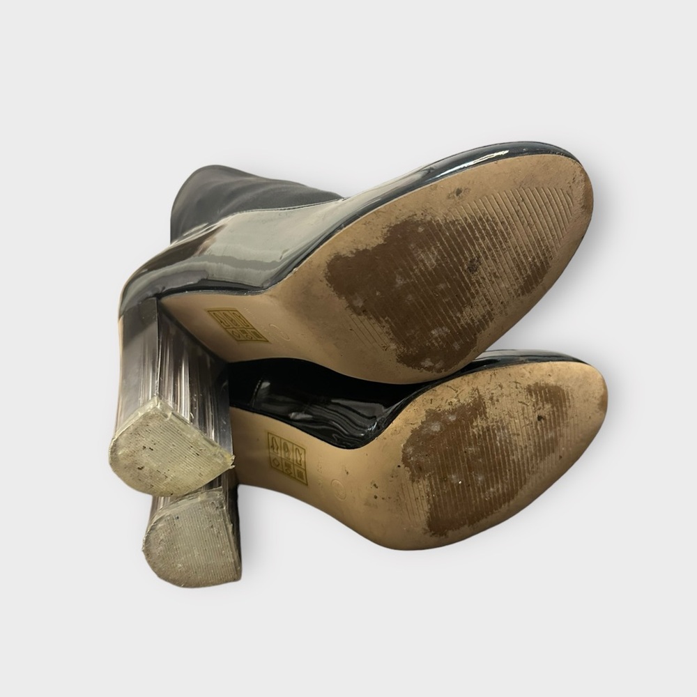 Truffle Collection Black Ombré Clear Block Heel Sock Booties - Picture 7 of 8